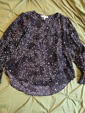 LIBBY EDELMAN Black Star-Print Long Sleeve Tunic